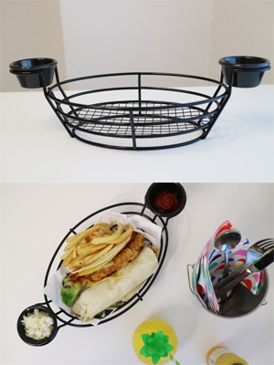 치킨바구니(소스볼포함) 블랙와이어바스켓 튀김그릇