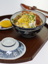 일본 블루꽃 뚜껑 돈부리 그릇